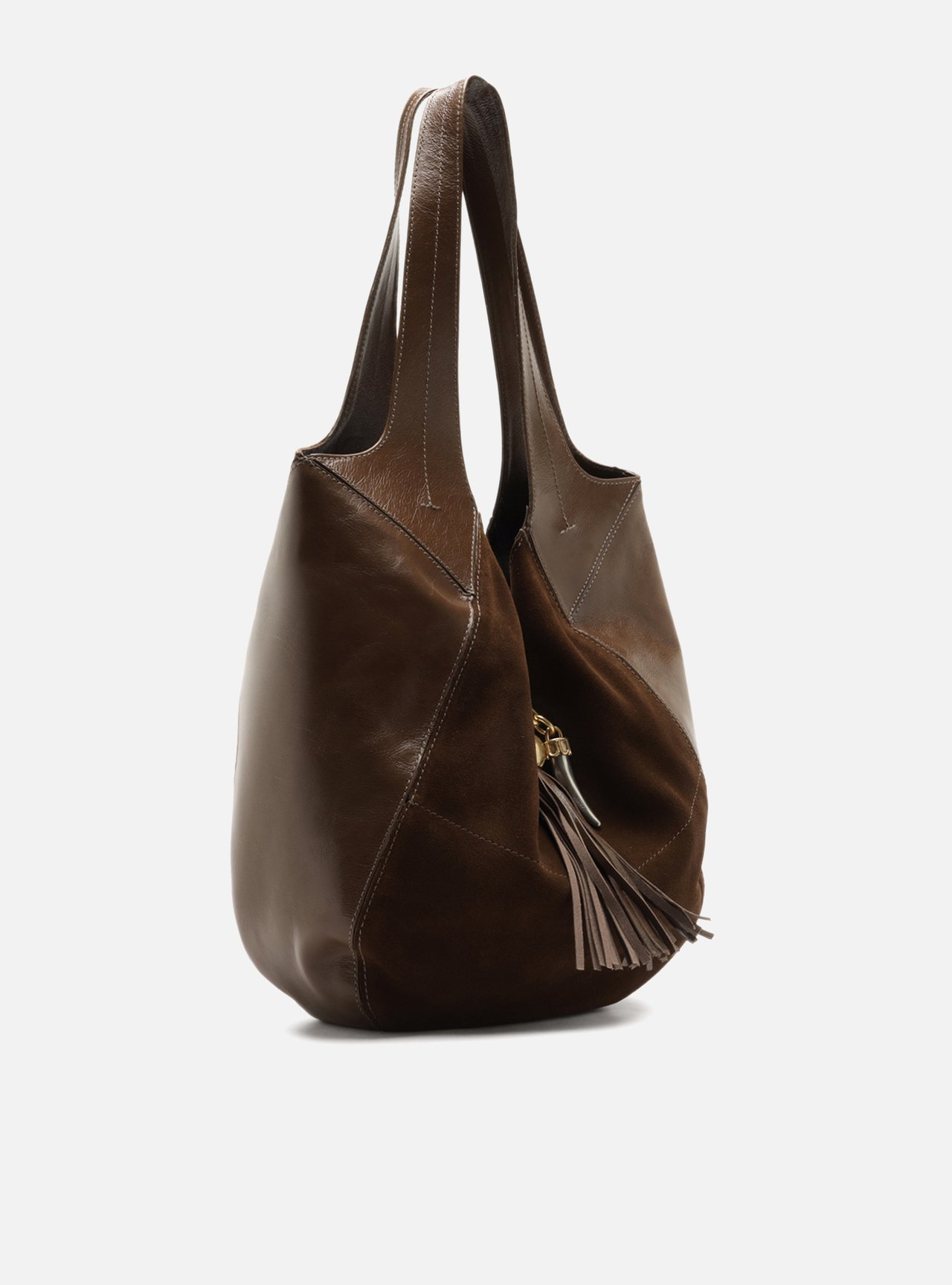 Bolsa Hobo Marrom Couro Grande Franja — foto 5