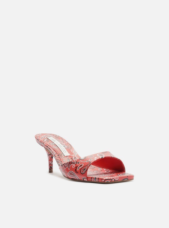 Mule Vermelha Paisley Salto Fino Livia