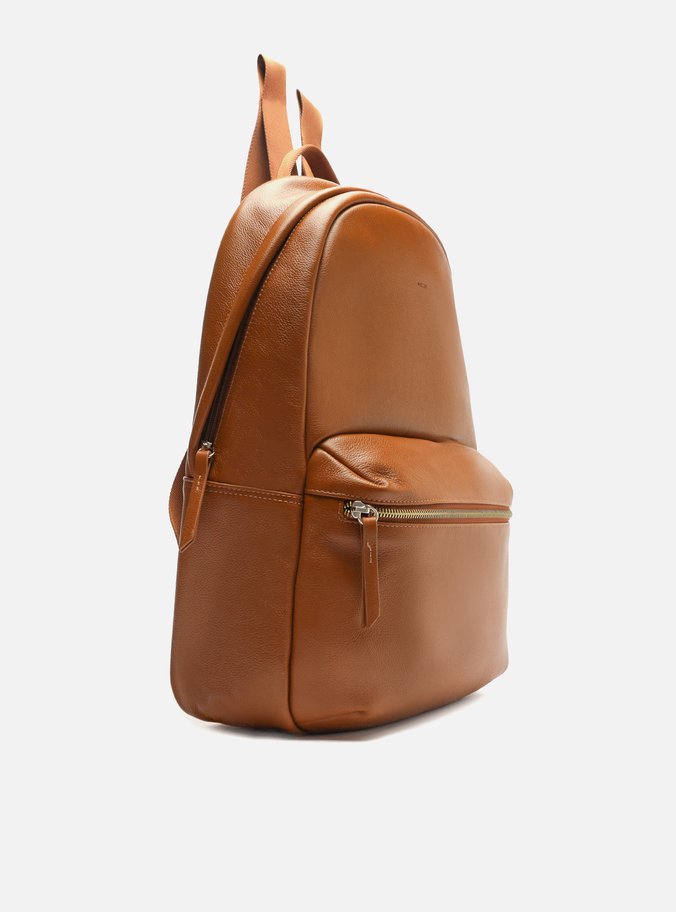 Mochila Marrom Couro Grande Bolso Frontal