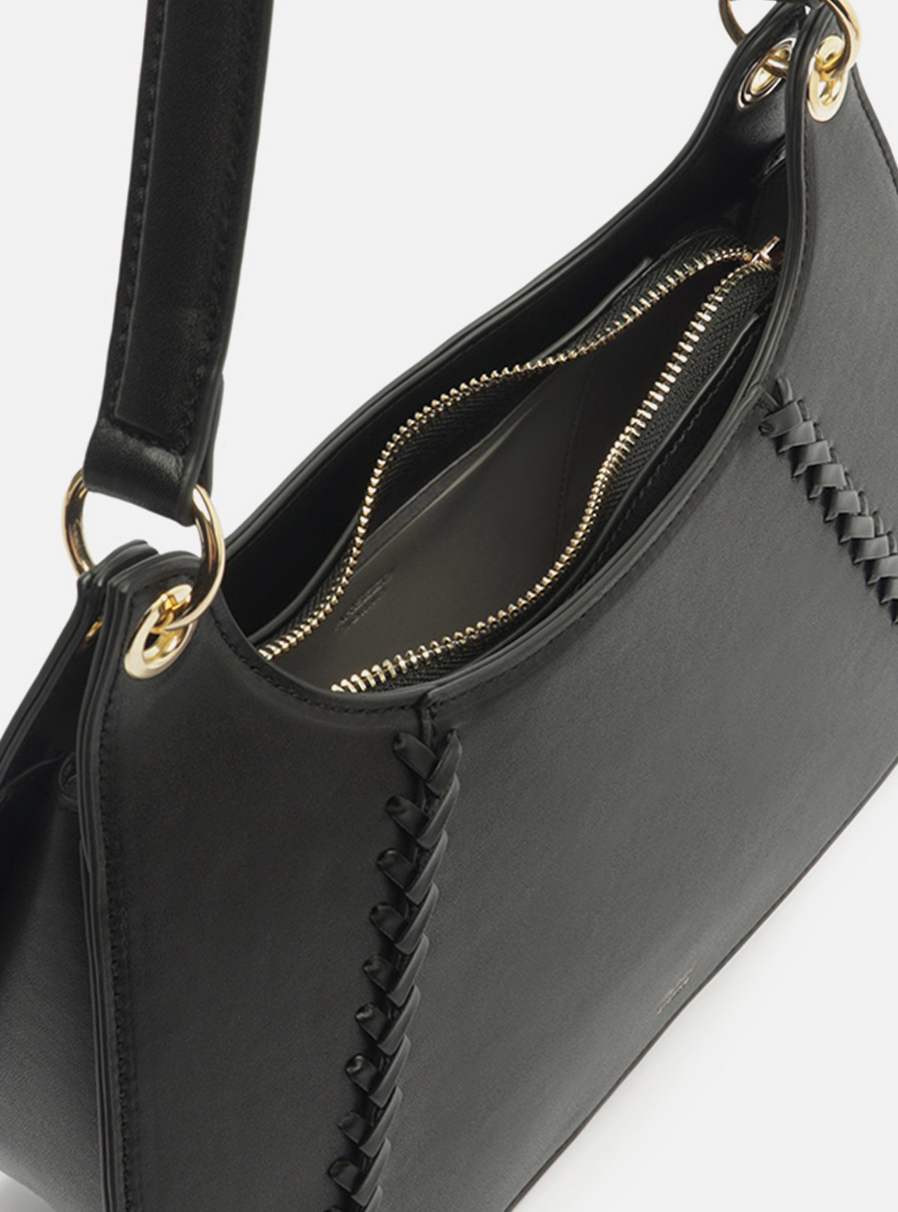 Bolsa Shoulder Preta Grande Metais Zíper — foto 4