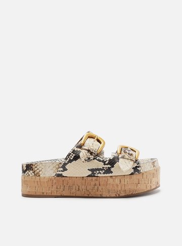 Sandália Snake Flatform Cortiça Fivelas