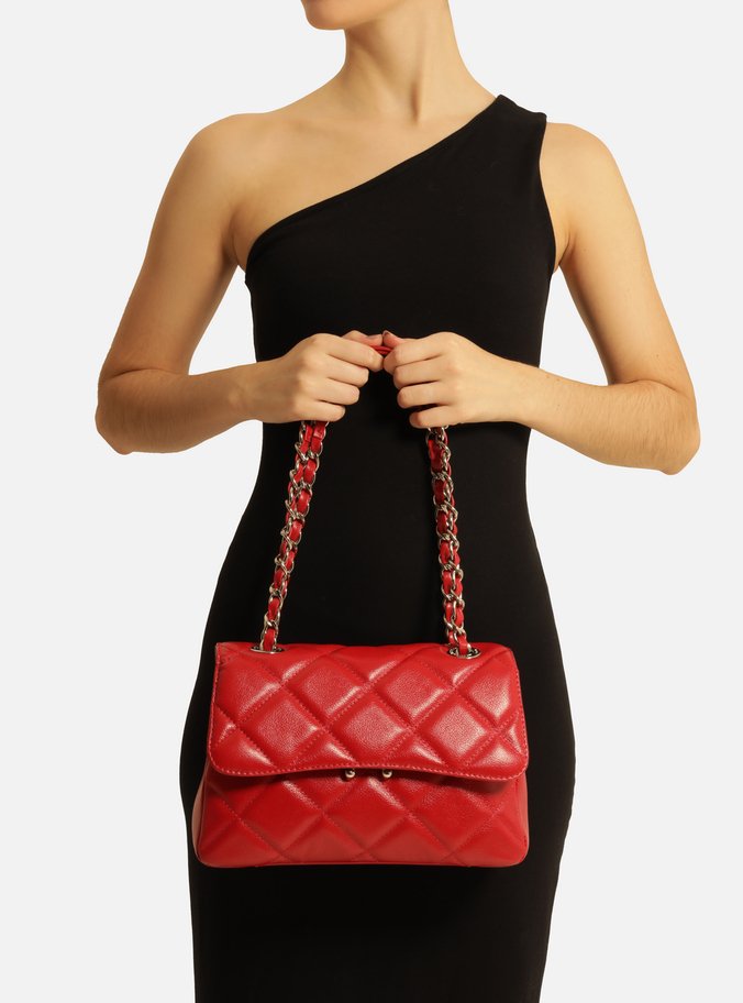 Bolsa Tiracolo Vermelha Couro Mizz Média