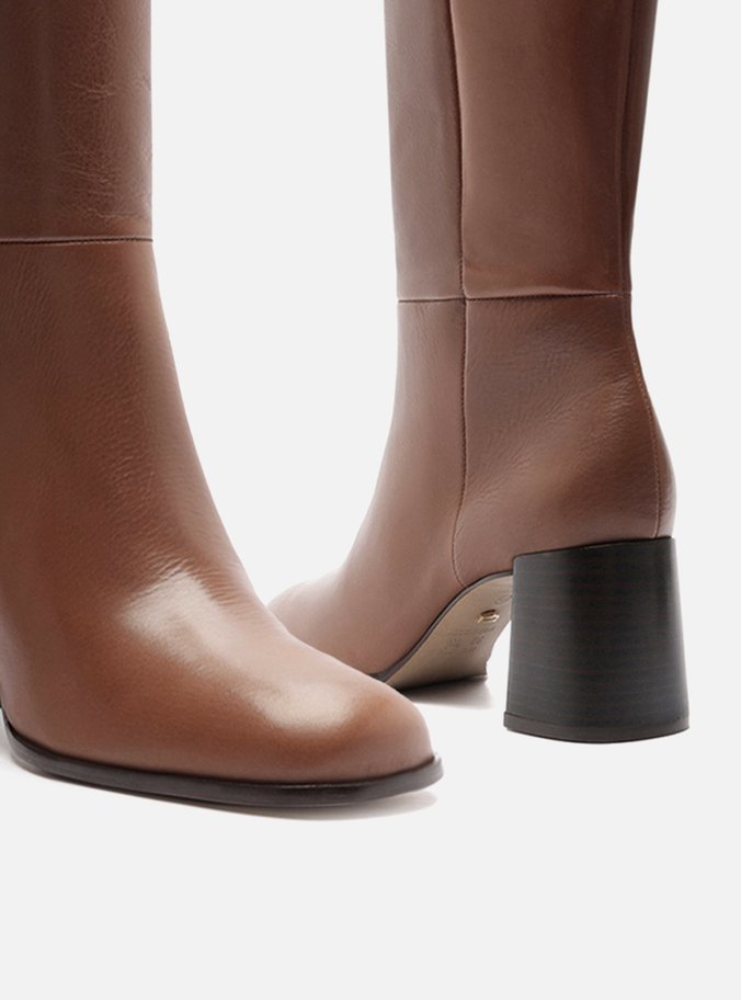 Bota Caramelo Couro Cano Longo Montaria