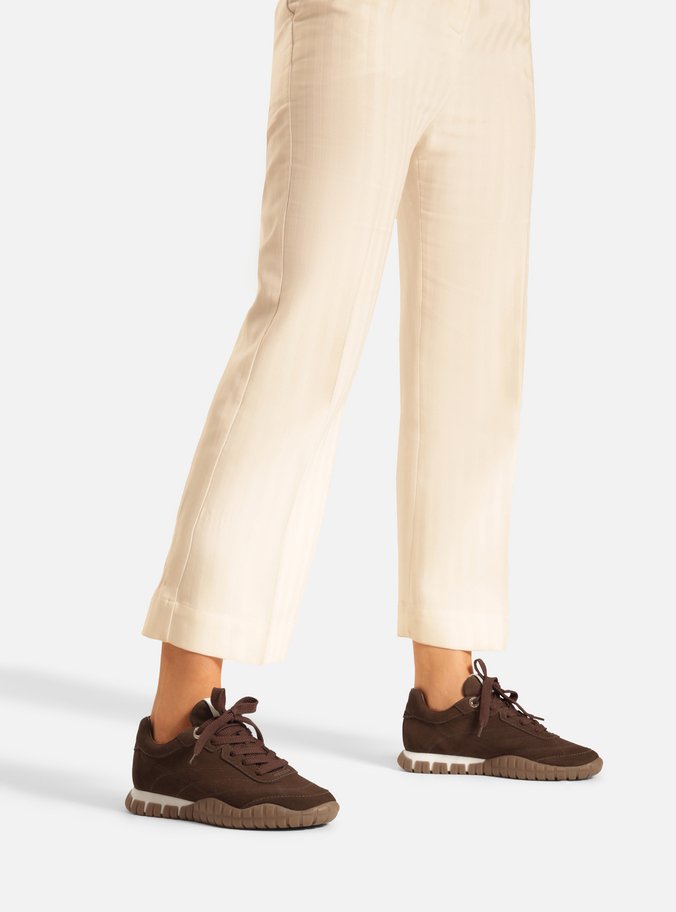 Tênis Marrom Suede Mix Sola Emborrachada