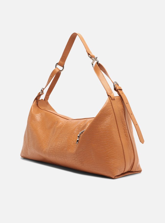 Bolsa Hobo Marrom Couro Grande Fivelas