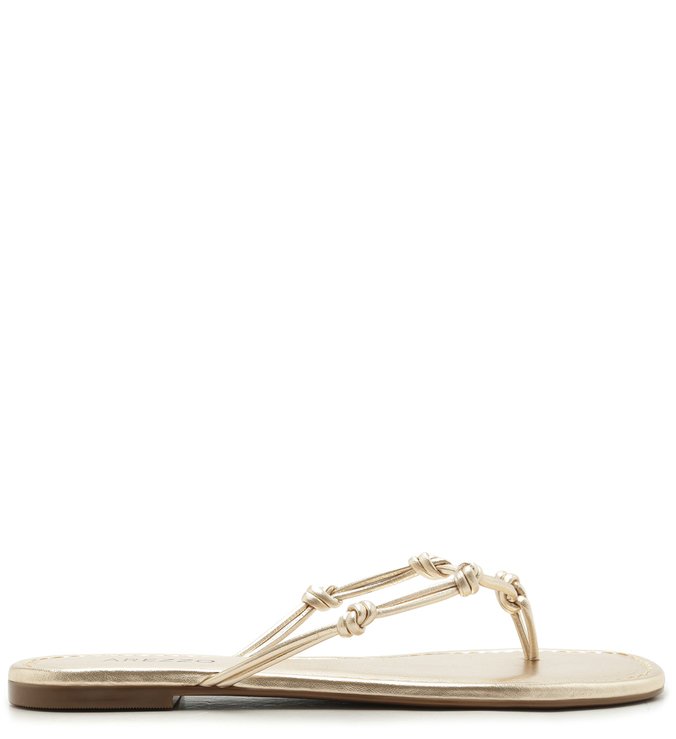 Chinelo Bico Quadrado Tiras Nós Platino