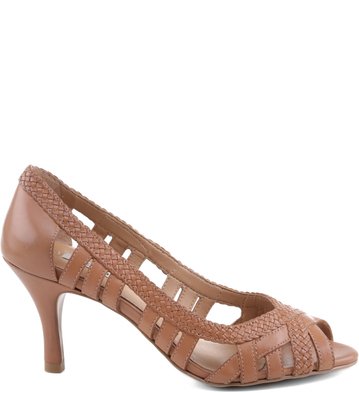 Peep Toe Tiras Tressê Tan