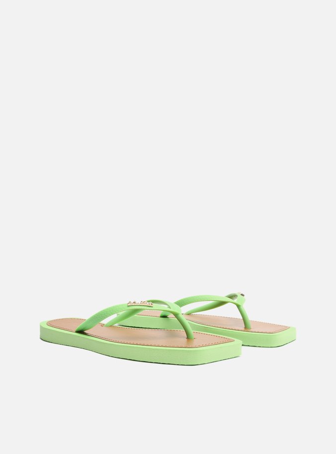 Chinelo de Dedo Verde Square Palmilha Marrom