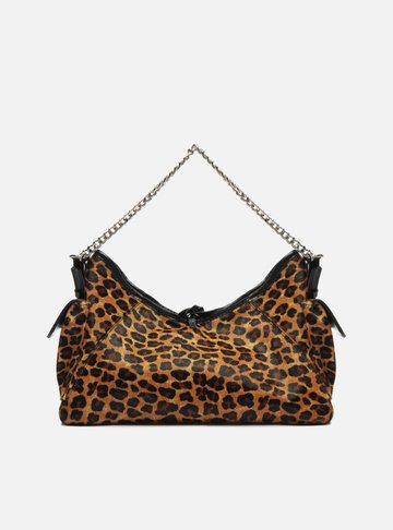 Bolsa Tiracolo Pelo Leopard Pequena Laço