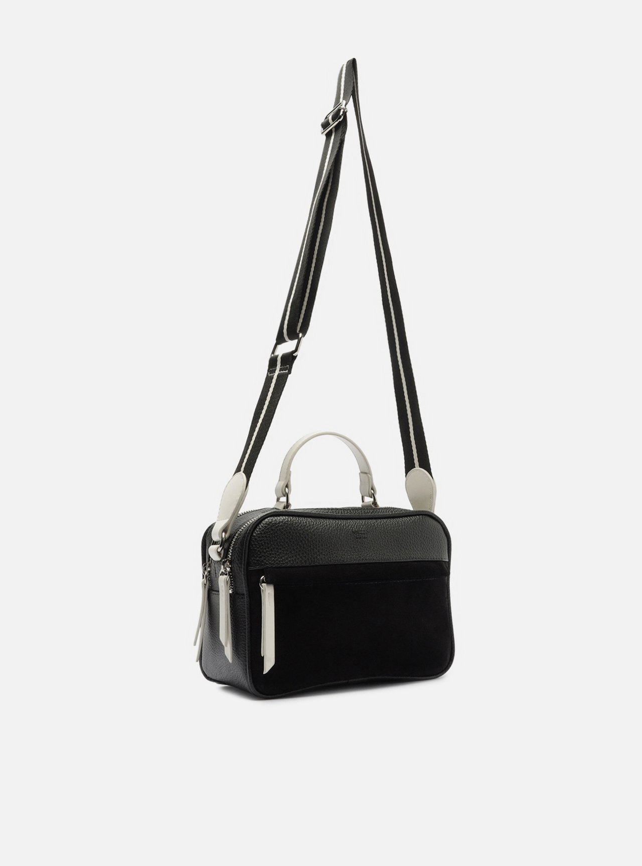 Bolsa Tiracolo Preta Prione Média Branca — foto 5