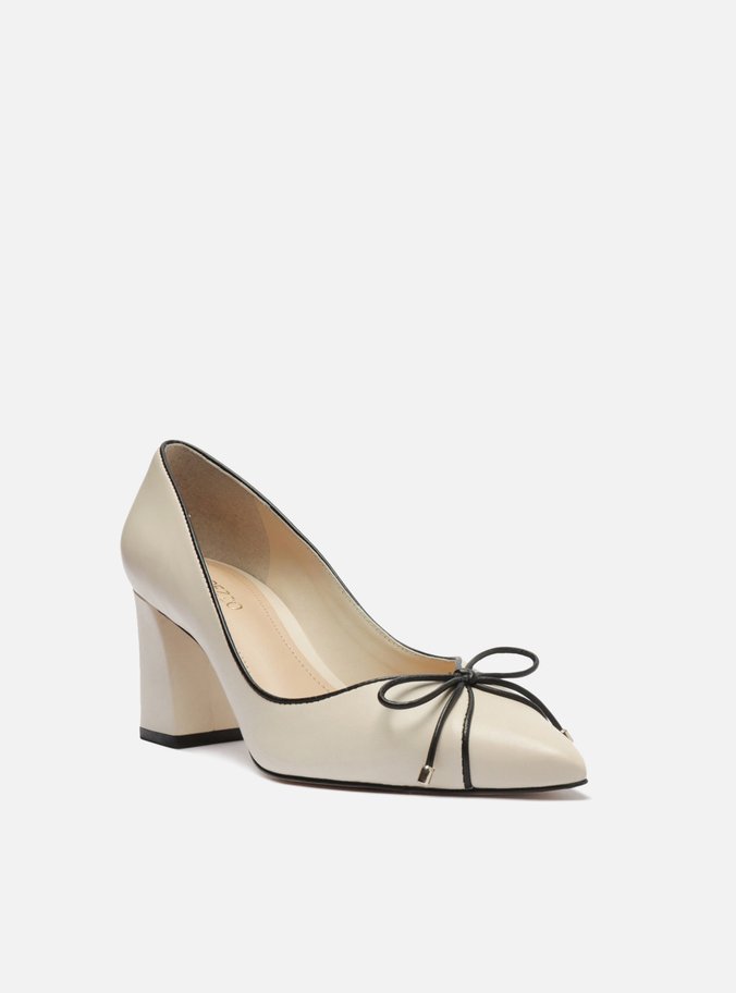Scarpin Off-White Couro Bico Fino Laço City