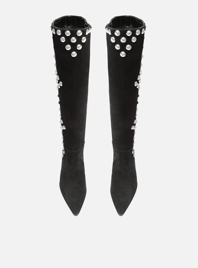 Bota Preta Camurça Cano Longo Western Hazel