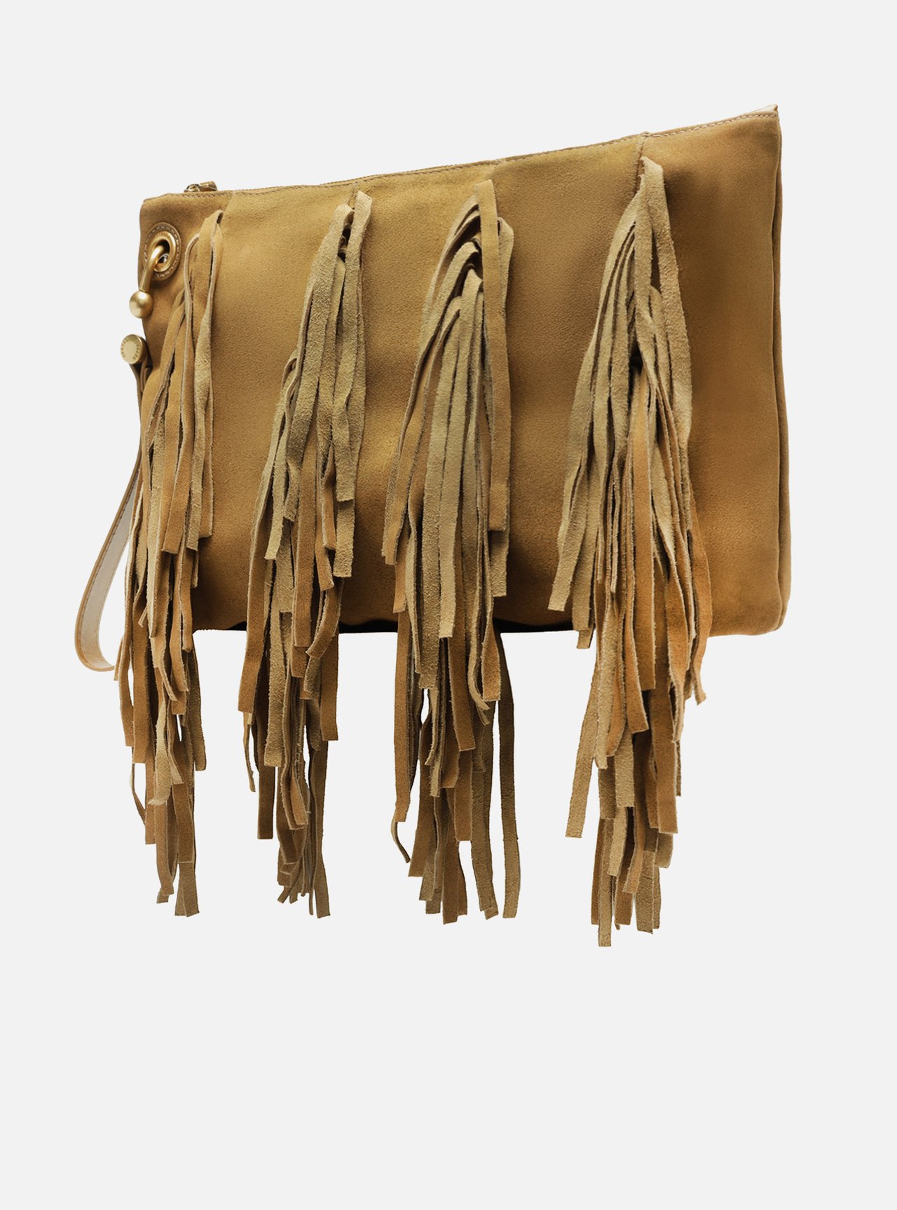 Bolsa Tiracolo Marrom Suede Grande Franjas — foto 2