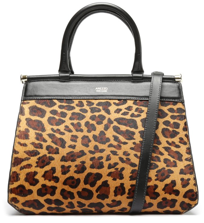 Bolsa Tote Preta Couro Maria Grande Onça