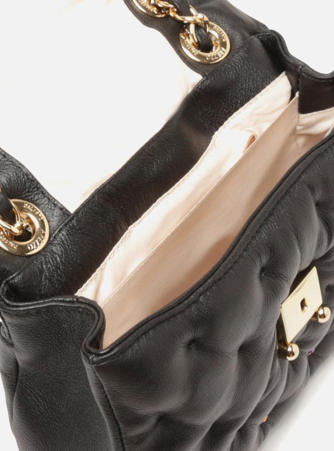 Bolsa Tiracolo Preta Couro Mizz Stones Média