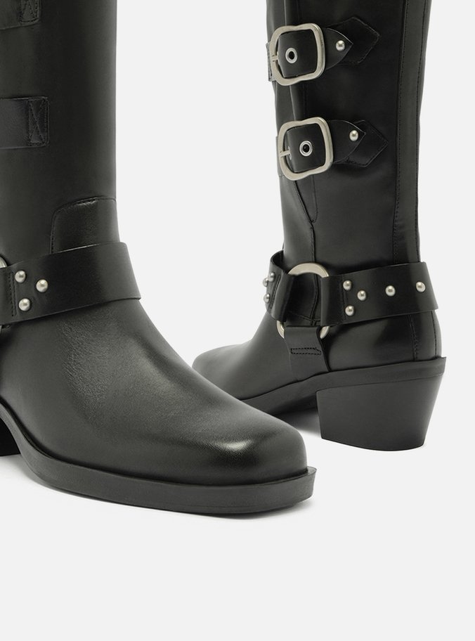 Bota Preta Couro Cano Médio Montaria West