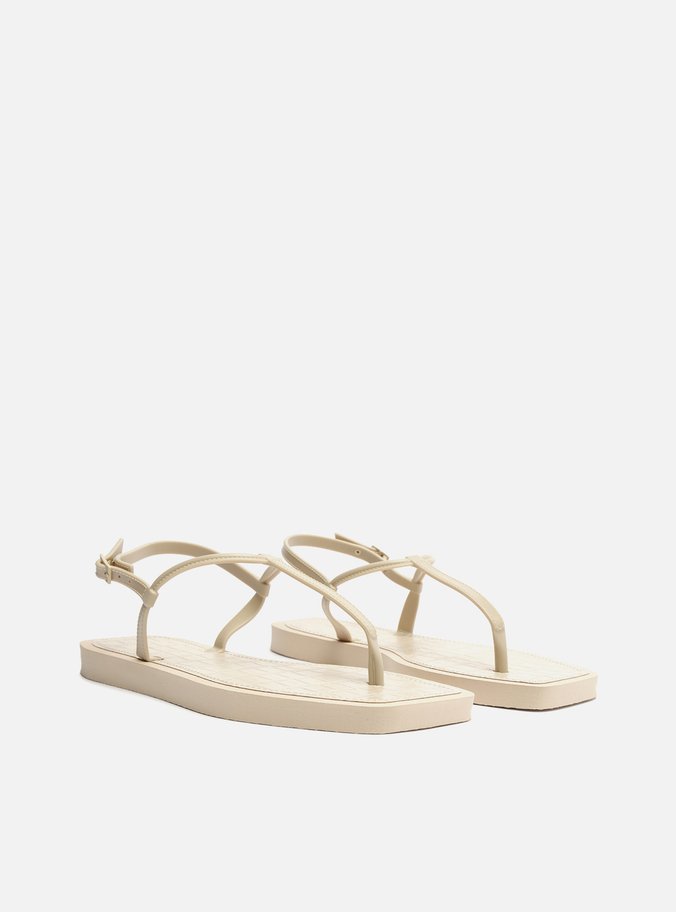 Sandália Rasteira Off-White Square Palmilha Croco