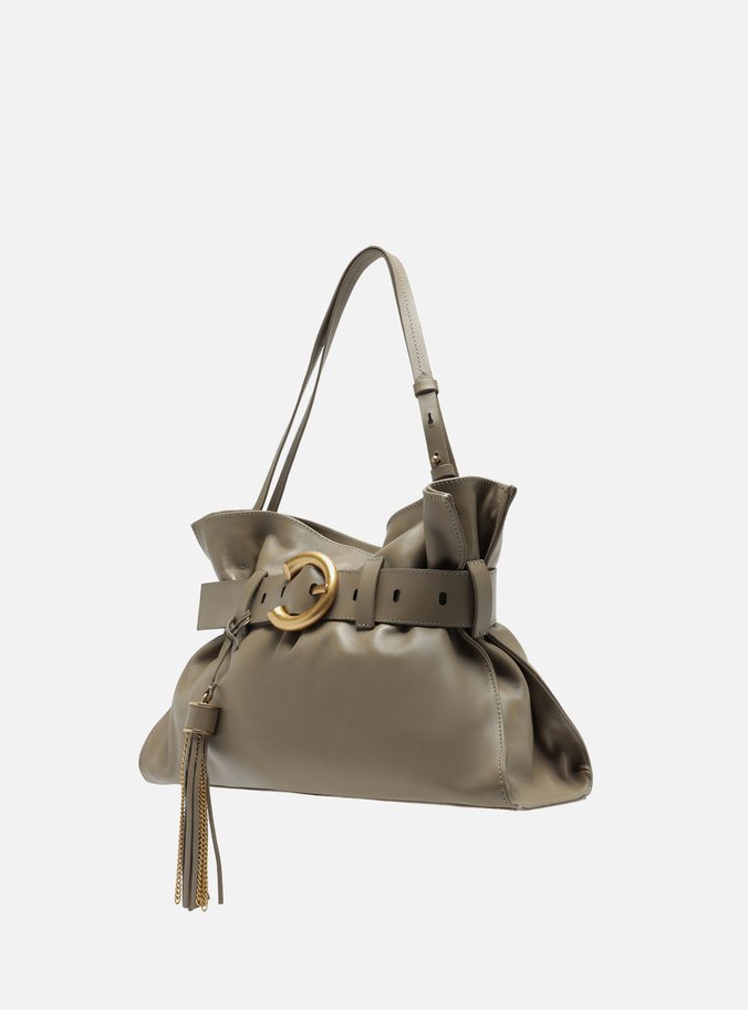 Bolsa Tiracolo Cinza Couro Isa Média