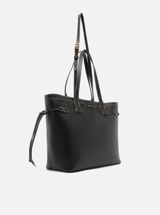 Bolsa Shopping Preta Couro  Média