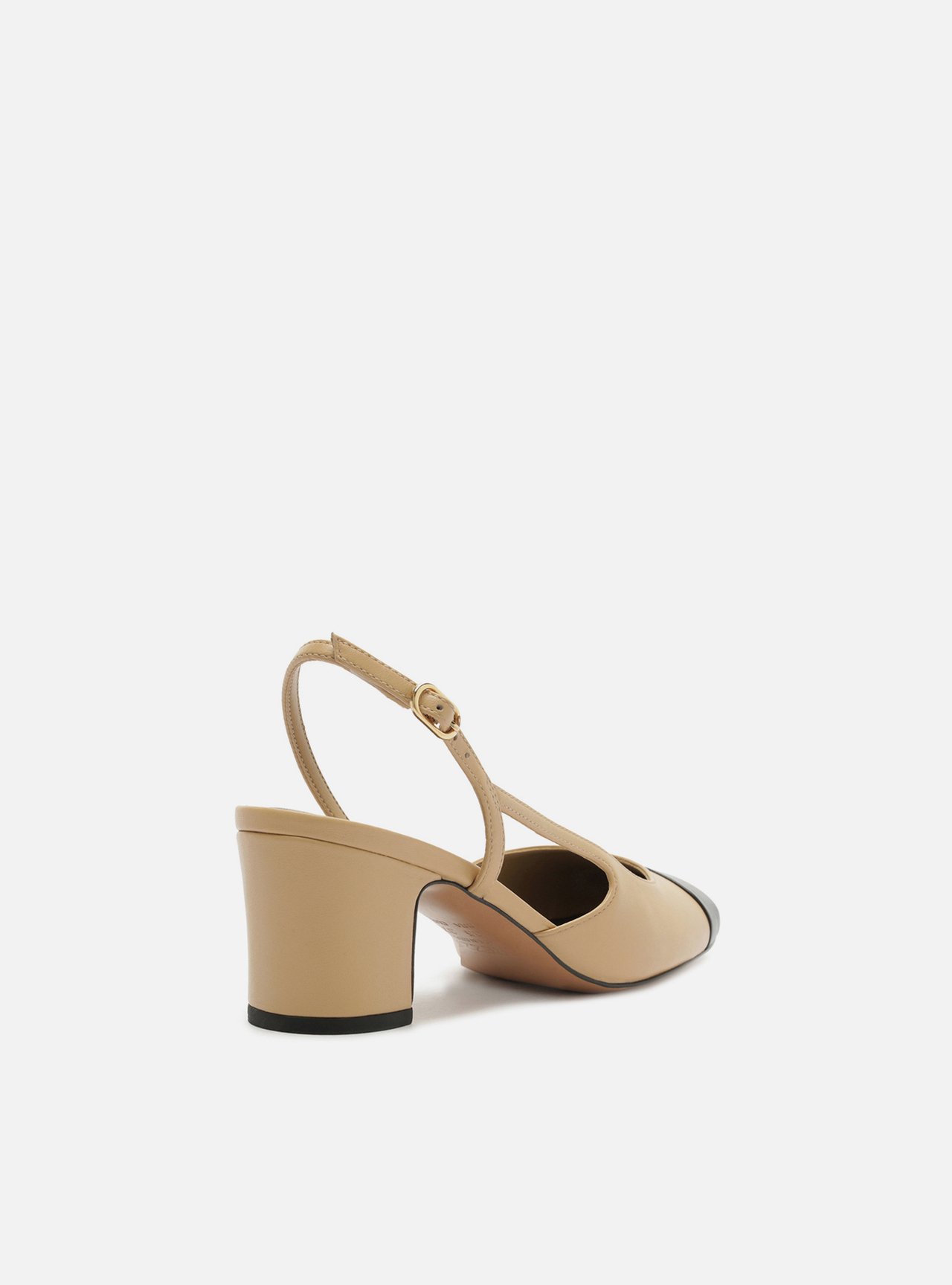 Scarpin Marrom Couro Salto Bloco Slingback — foto 3