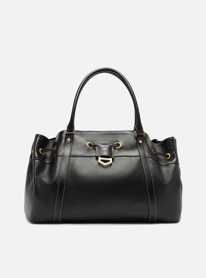 Bolsa Shopping Preta Couro Alicia Média