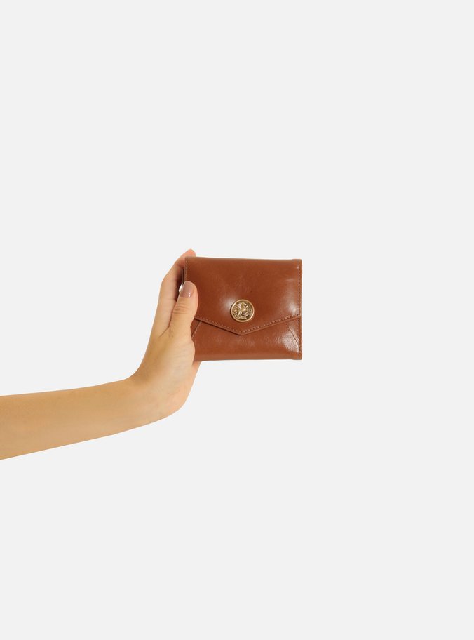 Porta-Cartões Marrom Couro Metal Heritage