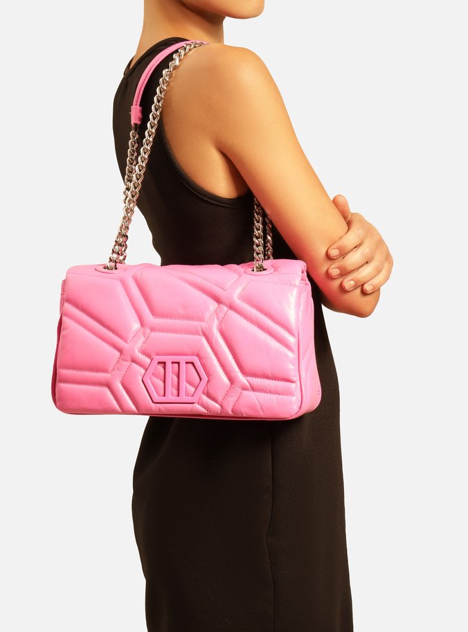 Bolsa Tiracolo Rosa Couro Emma Média