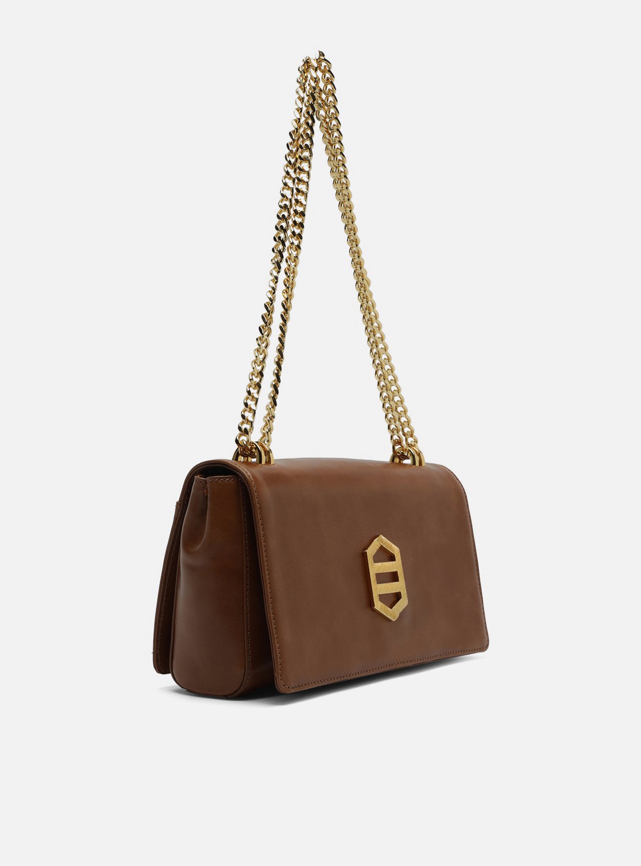 Bolsa Tiracolo Caramelo Couro Média Metal Dourado — foto 5