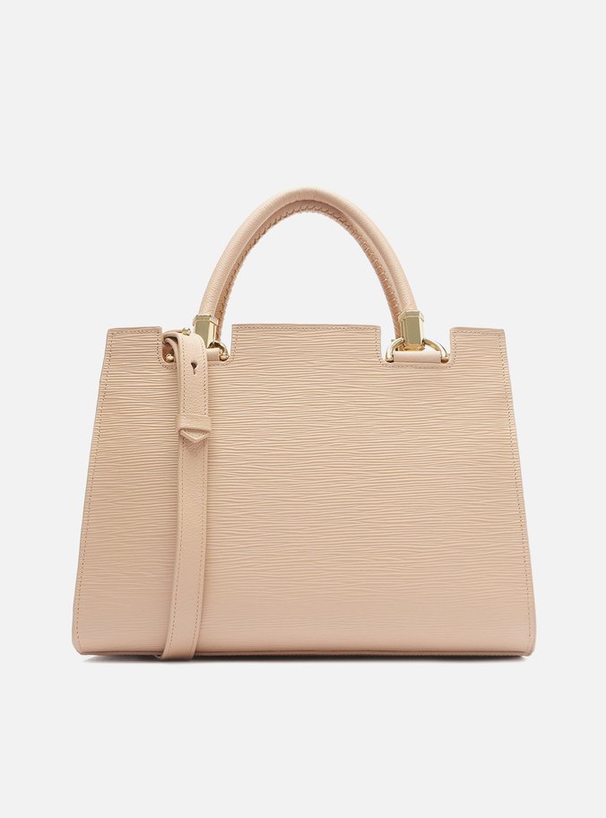 Bolsa Tote Bege Couro Abraccio Grande