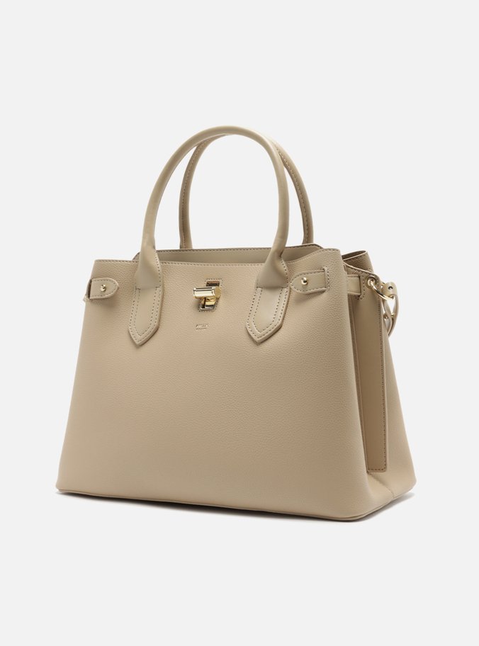 Bolsa Tote Bege Grande Encaixe Metal