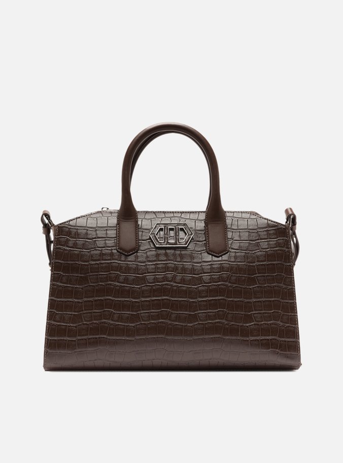 Bolsa Tote Marrom Média Croco
