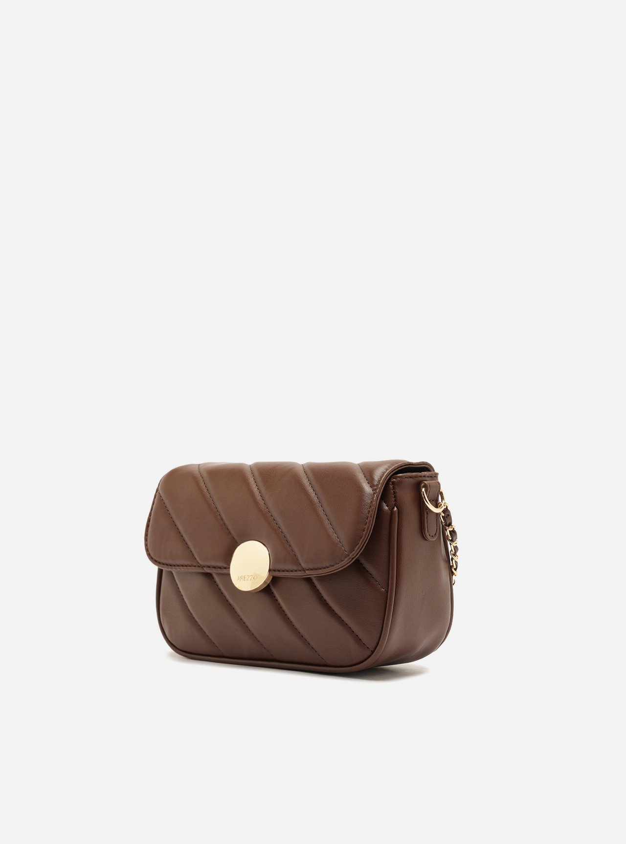 Bolsa Tiracolo Marrom Média Matelassê Corrente — foto 2