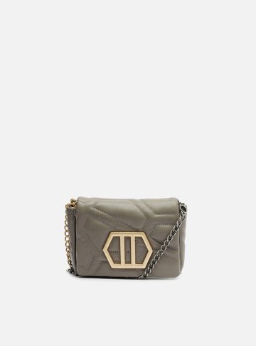Mini Bag Tiracolo Cinza Couro Emma