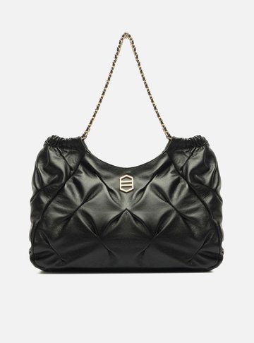 Arezzo — Bolsa Shopping Preta Couro Grande Corrente