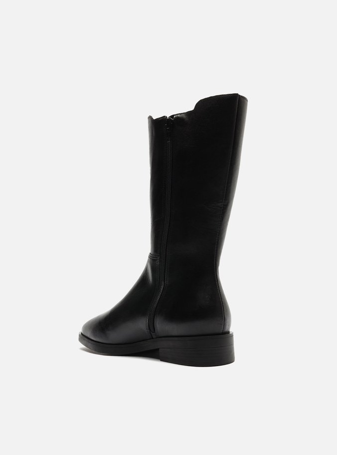 Bota Preto Couro Cano Médio Elástico Montaria