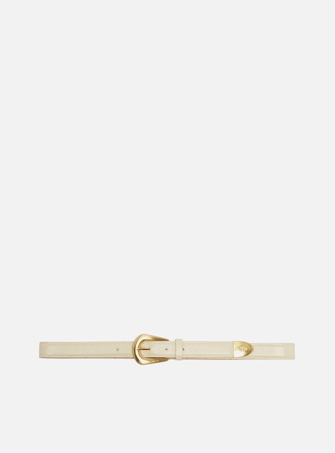 Cinto Off-White Couro Médio Fivela Escovada Ponteira