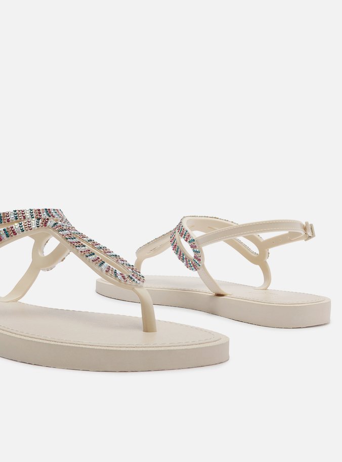 Sandália Off-White Salto Rasteiro