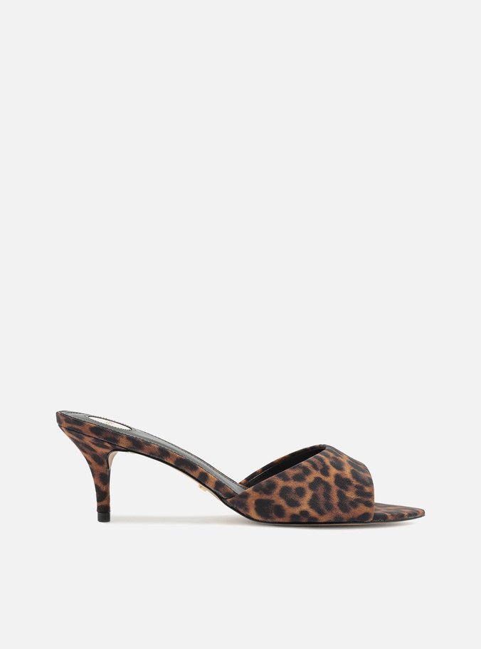 Mule Animal Print Salto Médio Fino