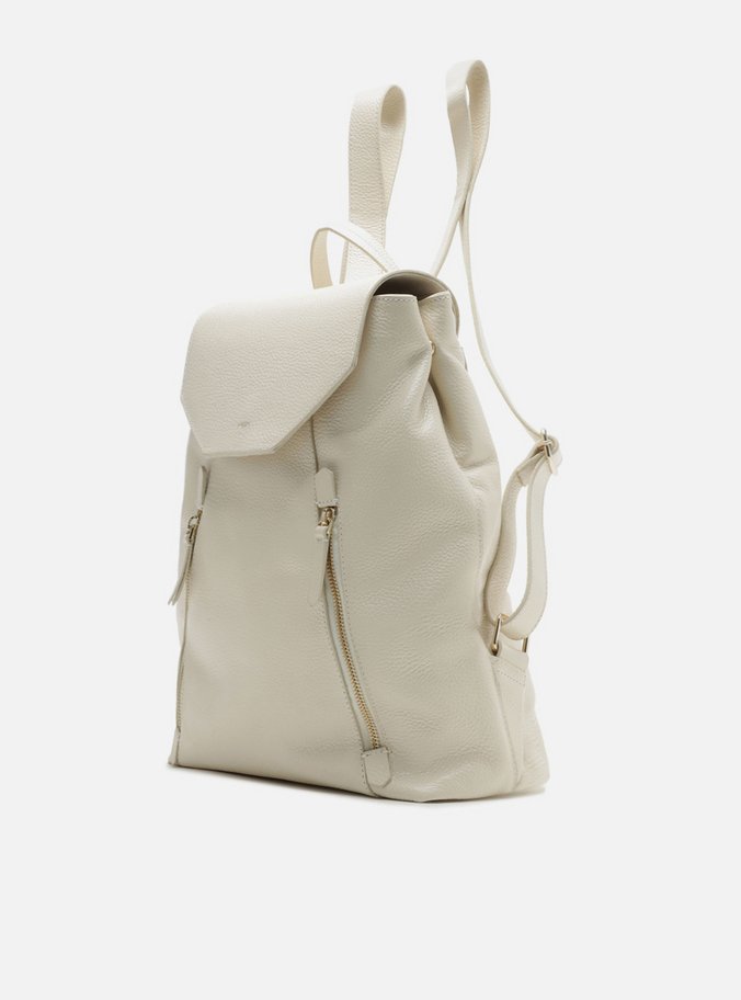 Mochila Off-White Couro Grande Bolsos