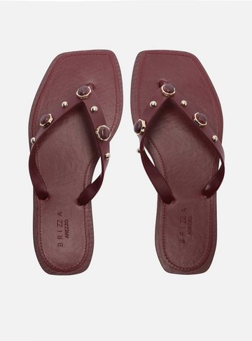Arezzo — Chinelo de Dedo Vermelho Bico Quadrado Brizza
