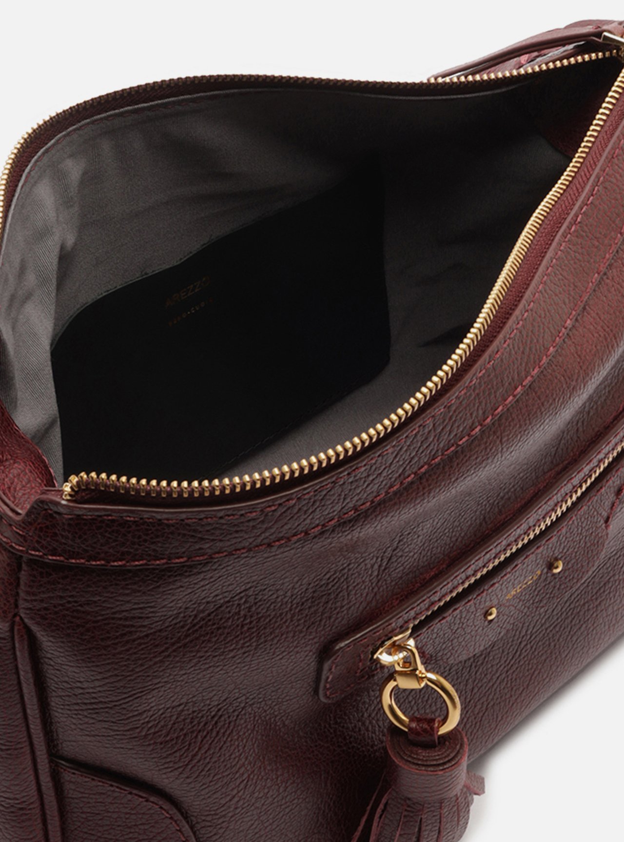 Bolsa Shoulder Bordô Couro Grande Barbicacho — foto 4