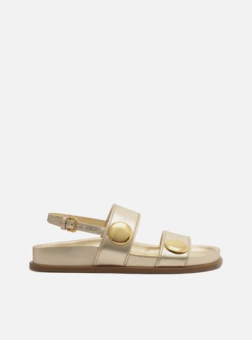 Arezzo — Sandália Rasteira Dourada Fivela