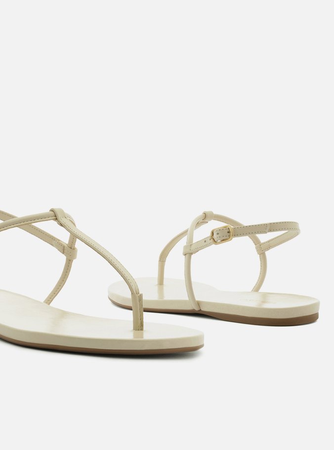 Sandália Rasteira Off-White Tiras Slim Básica