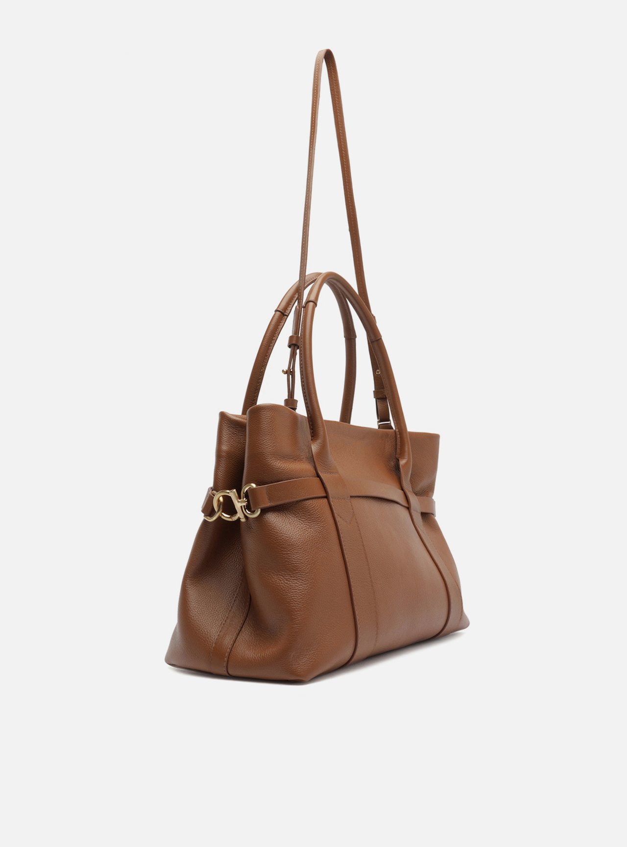 Bolsa Tote Marrom Couro Grande Metais — foto 5