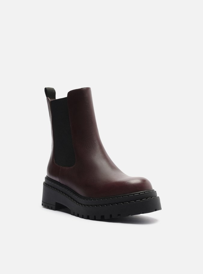 Bota Marrom Couro Cano Curto Tratorada Elástico