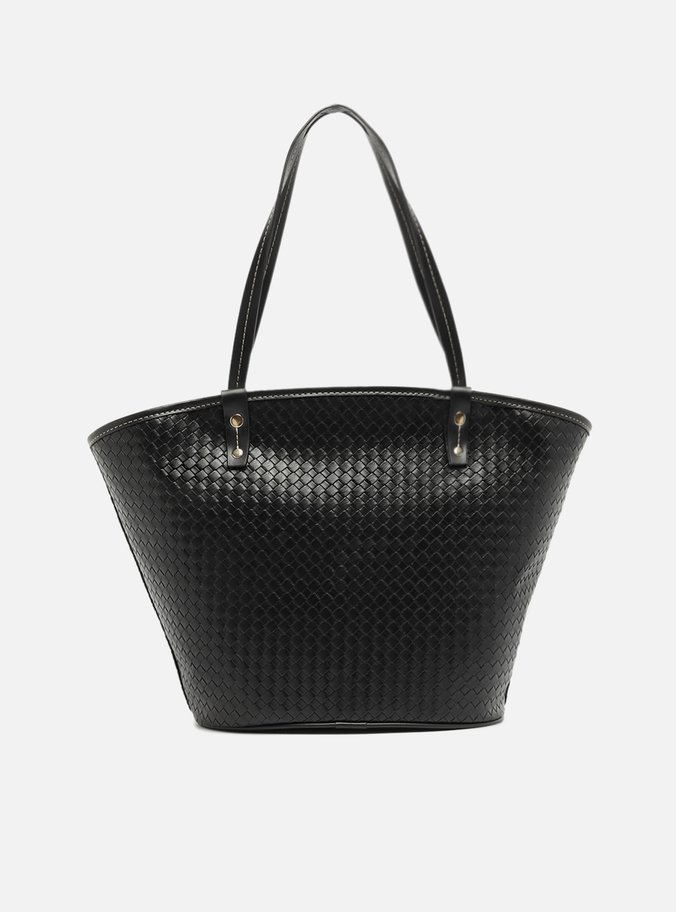 Bolsa Shopping Preta Tressê Grande Bolso Frontal