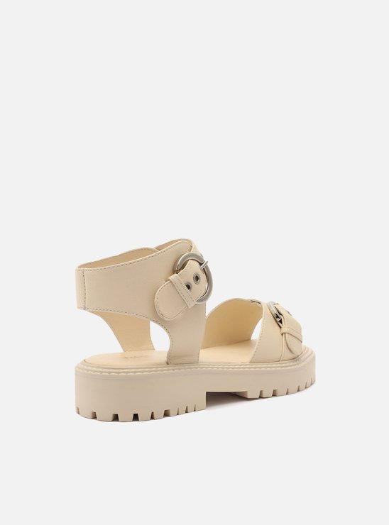 Papete Off-White Salto Baixo Tratorada Fivelas