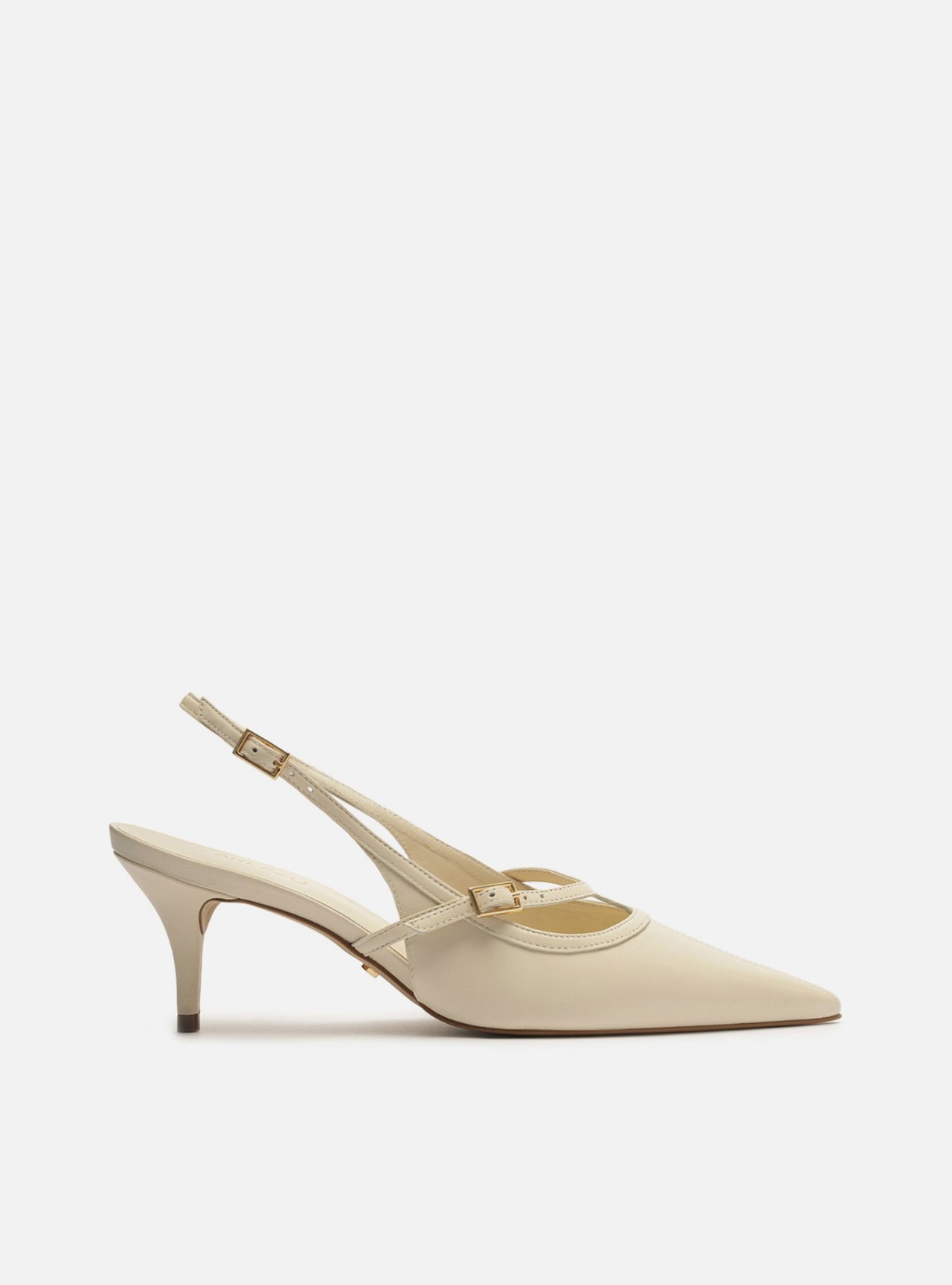 Scarpin Off White Couro Salto Fino Slingback — foto 1