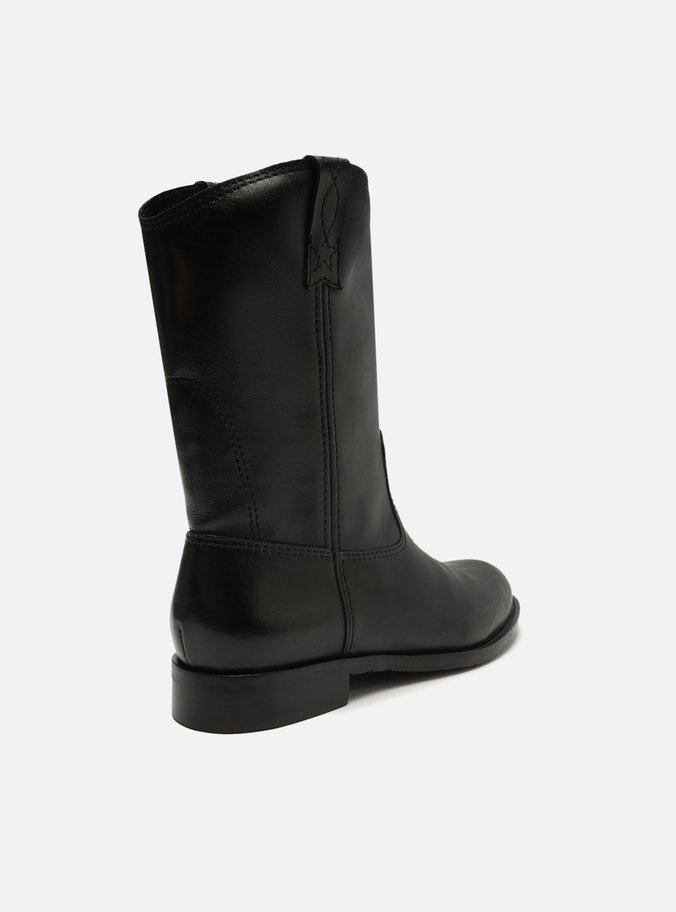 Bota Preta Couro Cano Médio Alicia