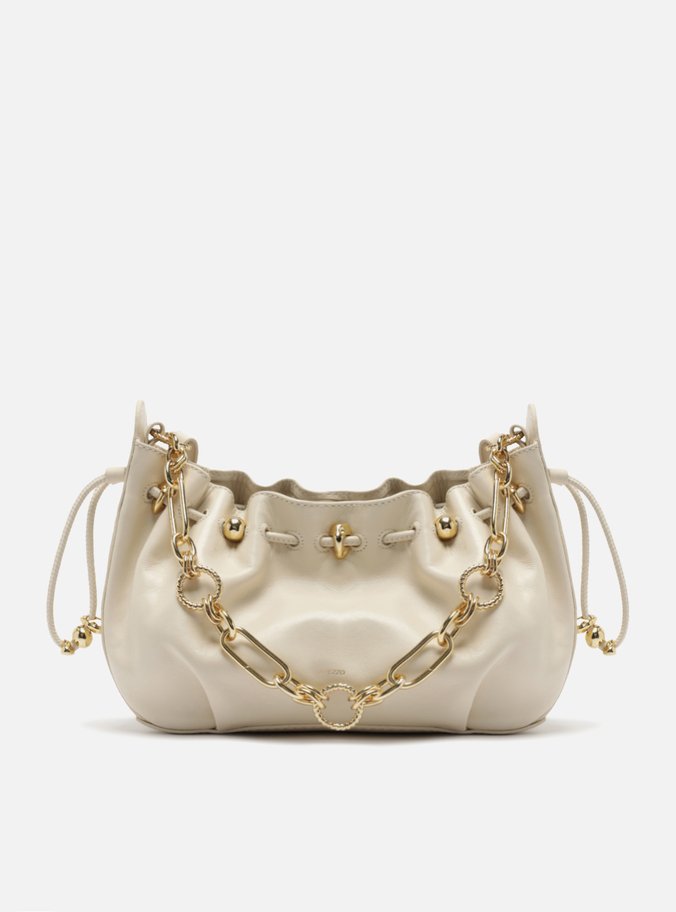 Bolsa Shoulder Branca Couro Grande Corrente